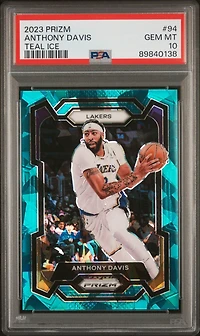 2023 Panini Prizm 94 Anthony Davis Teal Ice PSA 10