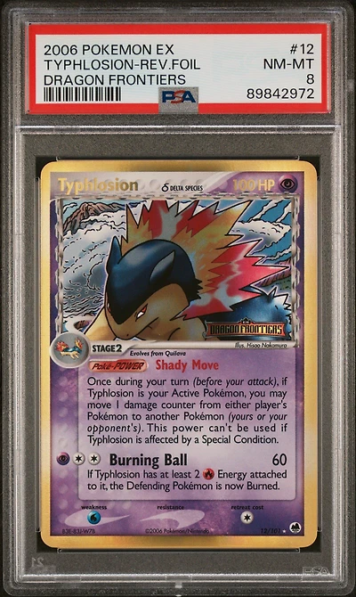 2006 Pokemon Ex Dragon Frontiers 12 Typhlosion-reverse Foil PSA 8