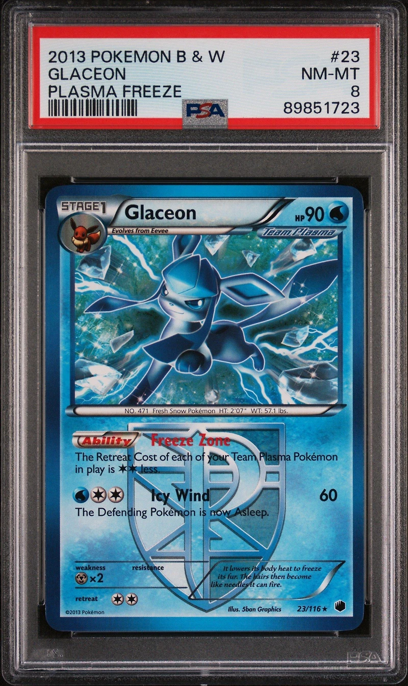 2013 Pokemon Black & White Plasma Freeze 23 Glaceon PSA 8
