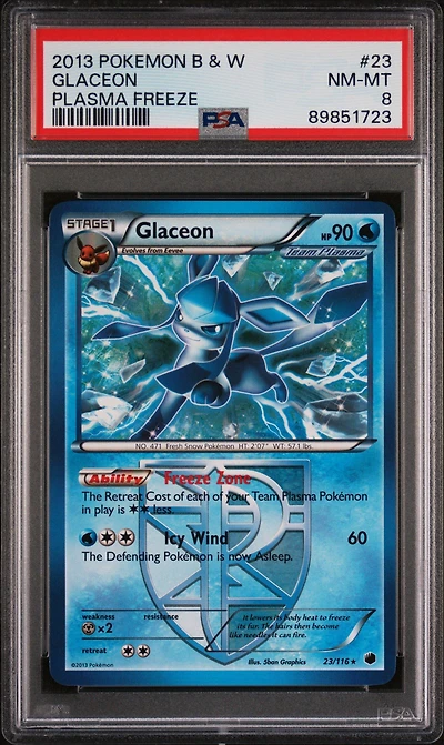2013 Pokemon Black & White Plasma Freeze 23 Glaceon PSA 8