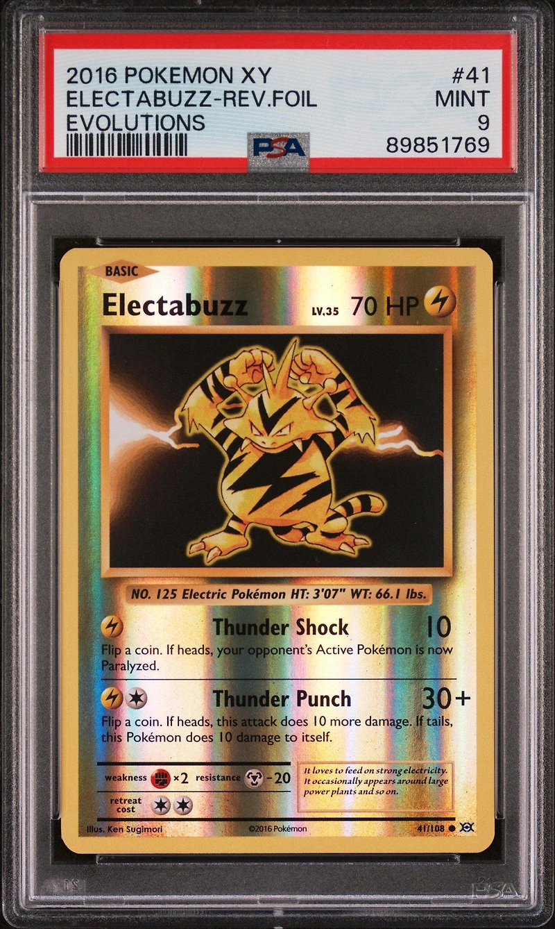 2016 Pokemon Xy Evolutions 41 Electabuzz-reverse Foil PSA 9