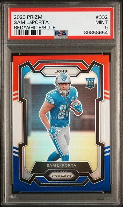 2023 Panini Prizm 332 Sam Laporta Red/white/blue Prizm PSA