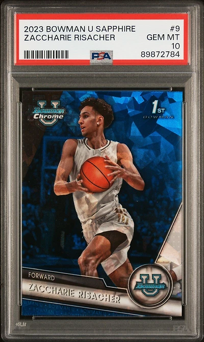 2023 Bowman University Chrome Sapphire 9 Zaccharie Risacher PSA 10