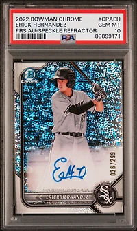 2022 Bowman Chrome Prospect Autographs Cpaeh Erick Hernandez PSA 10
