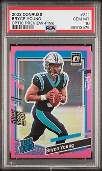 2023 Panini Donruss 311 Bryce Young Optic Preview-pink PSA 10