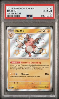 2024 Pokemon Paf En-paldean Fates 132 Raichu Shiny Rare PSA 10