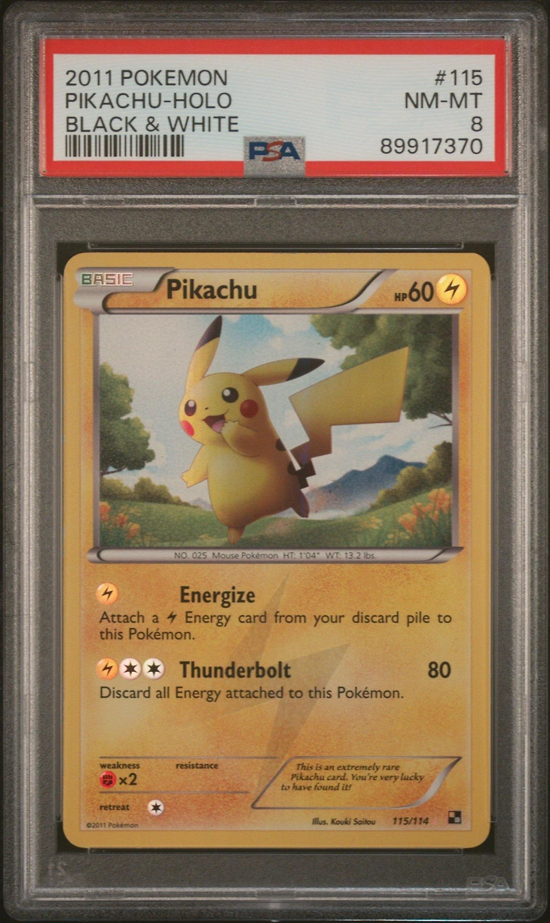 2011 Pokemon Black & White 115 Pikachu-holo PSA 8