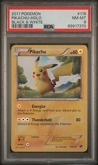 2011 Pokemon Black & White 115 Pikachu-holo PSA 8