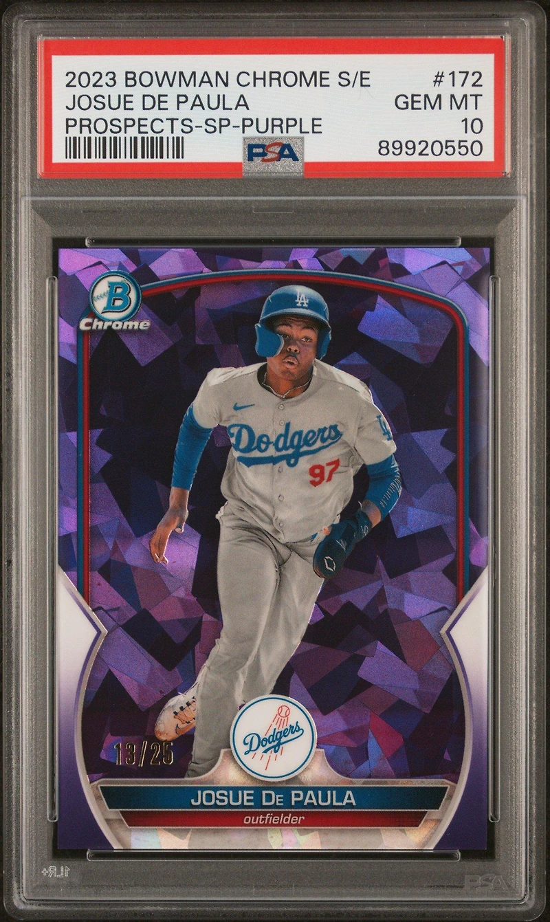 2023 Bowman Chrome Sapphire Edition Prospects 172 Josue De Paula Sp-purple PSA 10