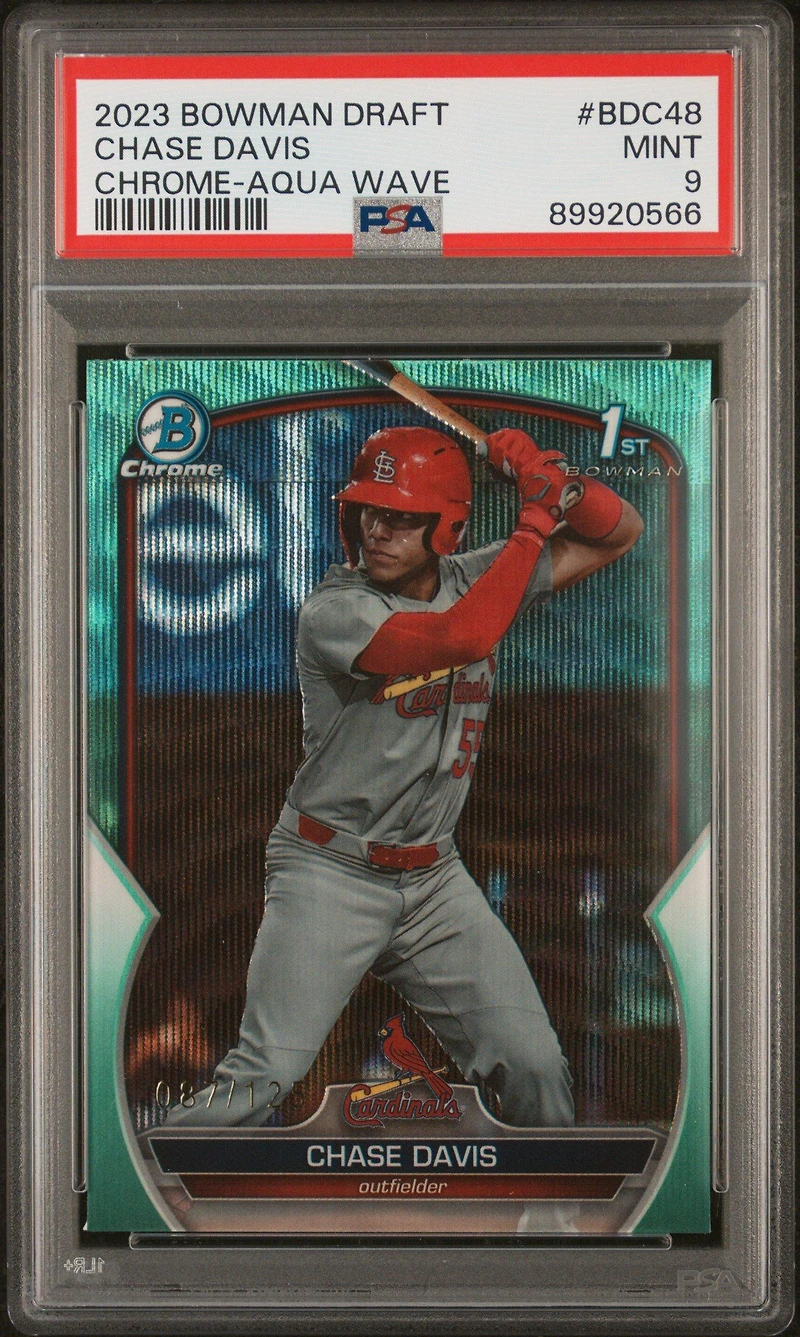 2023 Bowman Draft Bdc48 Chase Davis Chrome-aqua Wave PSA 9