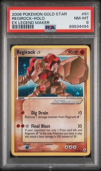 2006 Pokemon Ex Legend Maker 91 Regirock-holo Gold Star PSA 8