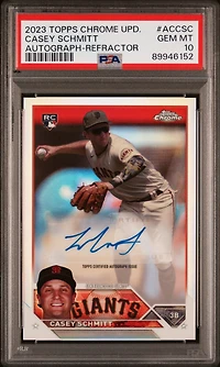 2023 Topps Chrome Update Autograph Accsc Casey Schmitt Refractor PSA 10