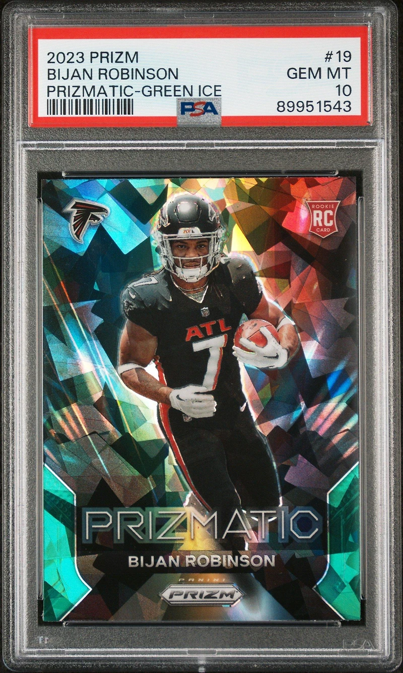 2023 Panini Prizm Prizmatic 19 Bijan Robinson Green Ice PSA 10