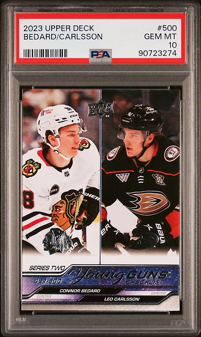 2023 Upper Deck 500 Connor Bedard/leo Carlsson PSA 10
