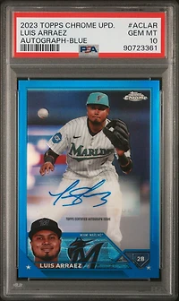 2023 Topps Chrome Update Autograph Aclar Luis Arraez Blue Refractor PSA 10