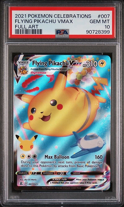 2021 Pokemon Celebrations 007 Flying Pikachu Vmax PSA 10