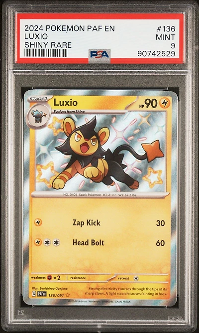 2024 Pokemon Paf En-paldean Fates 136 Luxio Shiny Rare PSA 9
