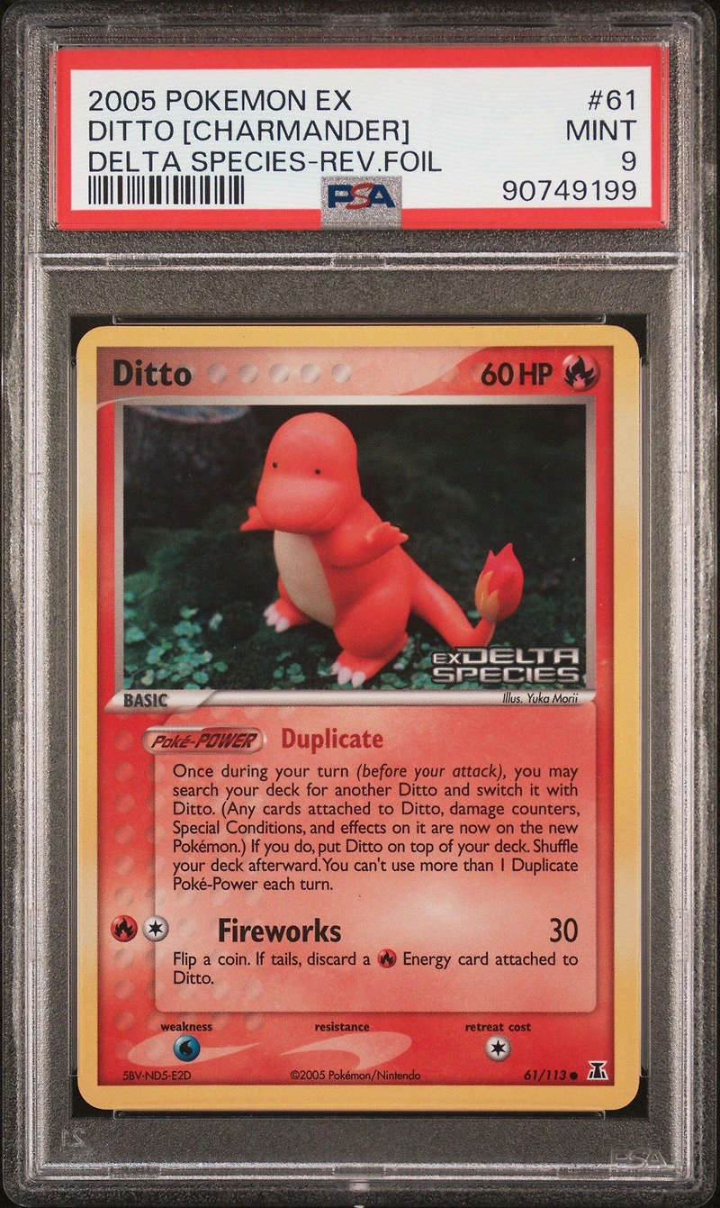 2005 Pokemon Ex Delta Species 61 Ditto [charmander]-reverse Foil PSA 9