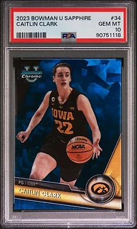 2023 Bowman University Chrome Sapphire 34 Caitlin Clark PSA 10