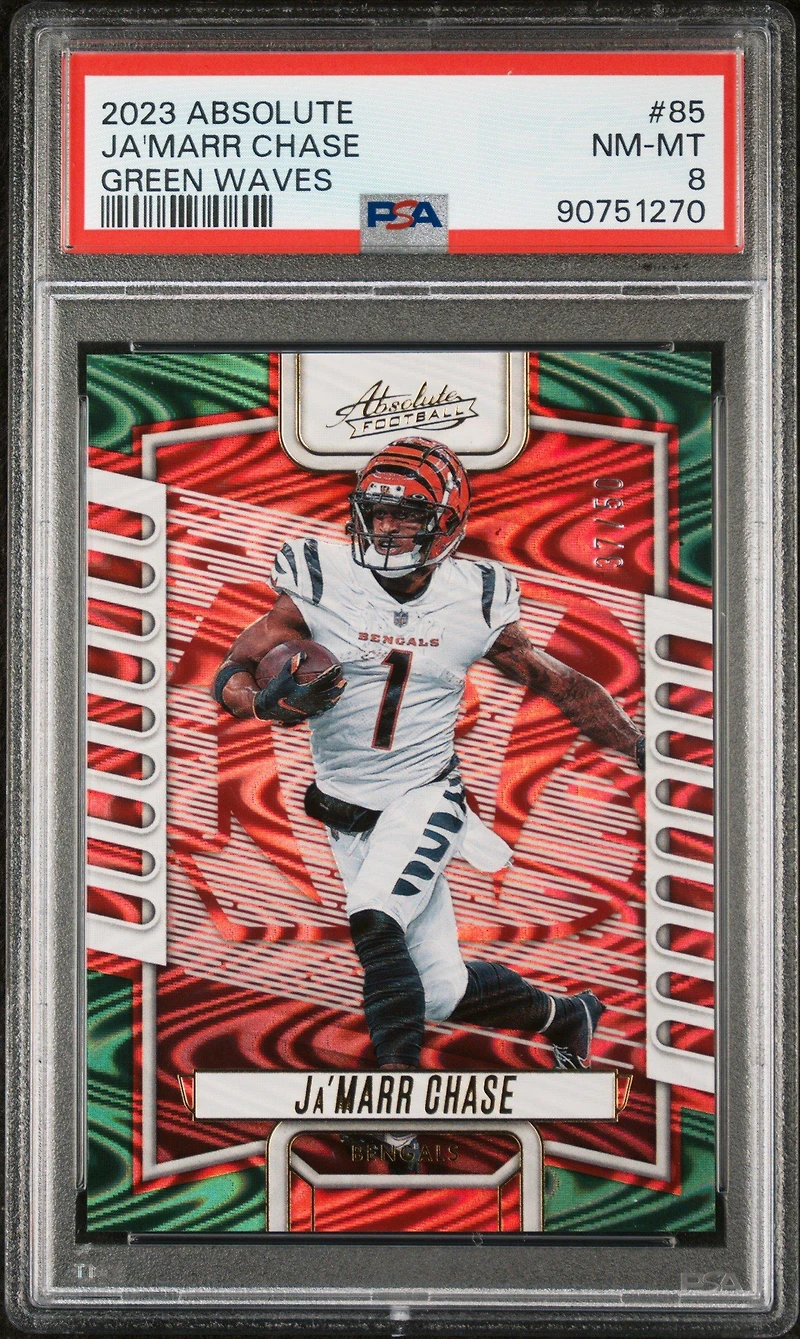 2023 Panini Absolute 85 Ja'marr Chase Green Waves PSA 8