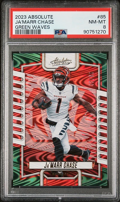 2023 Panini Absolute 85 Ja'marr Chase Green Waves PSA 8