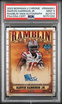 2023 Bowman University Chrome Ramblin' Man Autographs Rmamhj Marvin Harrison Jr. PSA 9
