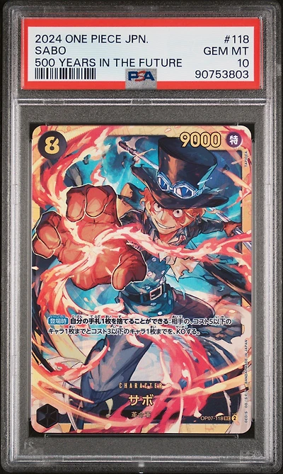 2024 One Piece Japanese Op07-500 Years In The Future 118 Sabo PSA 10