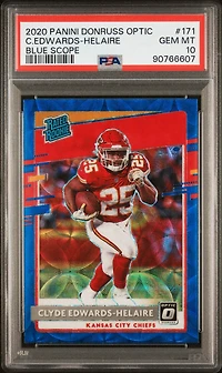 2020 Panini Donruss Optic 171 Clyde Edwards-helaire Blue Scope PSA 10