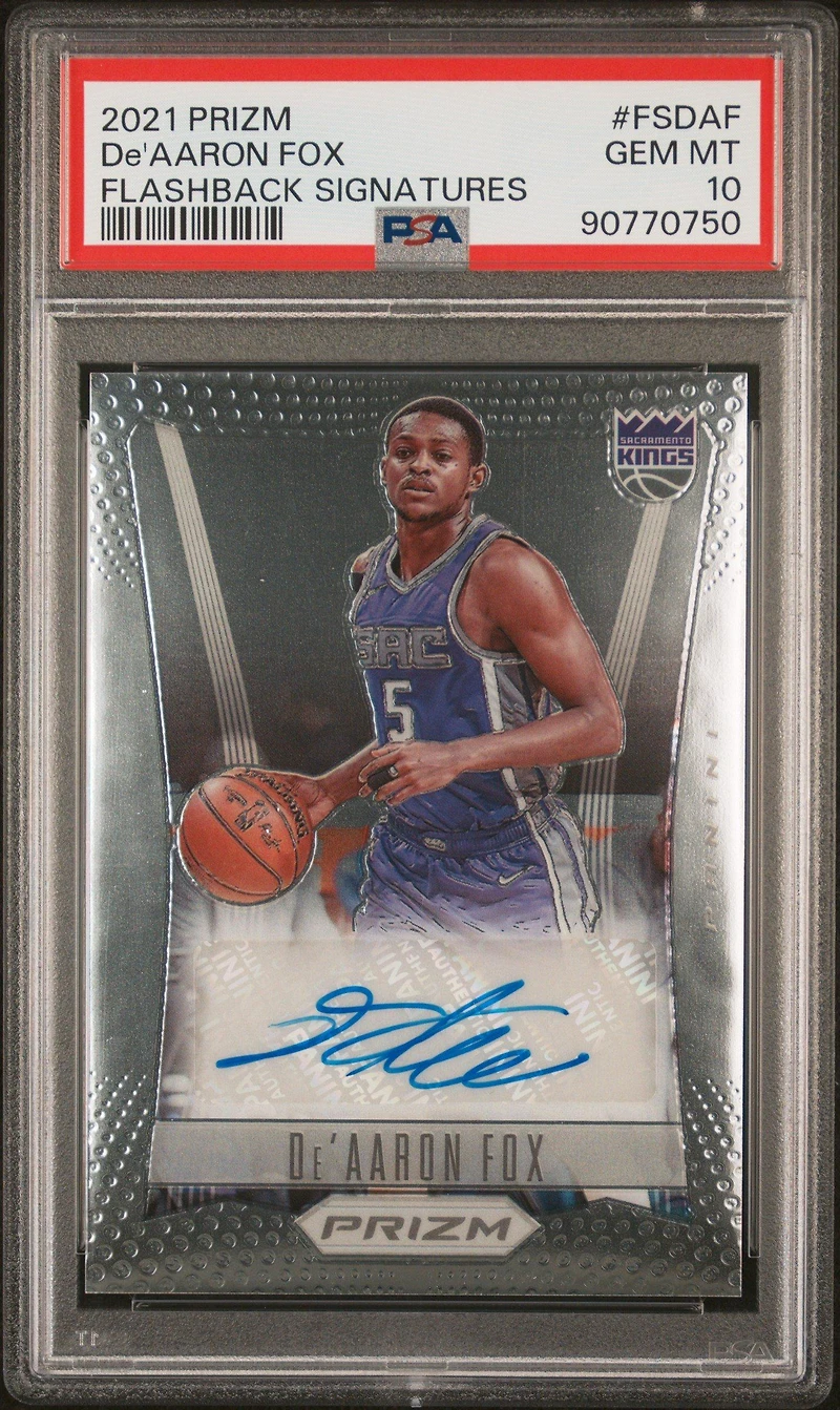 2021 Panini Prizm Flashback Signatures Fsdaf De'aaron Fox PSA 10