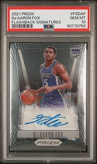 2021 Panini Prizm Flashback Signatures Fsdaf De'aaron Fox PSA 10