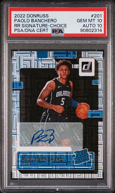 2022 Panini Donruss 201 Paolo Banchero Rated Rookie Signature-choice PSA 10