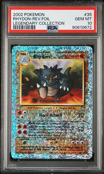 2002 Pokemon Legendary Collection 35 Rhydon-reverse Foil PSA 10