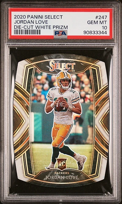 2020 Panini Select 247 Jordan Love Die-cut White Prizm PSA 10