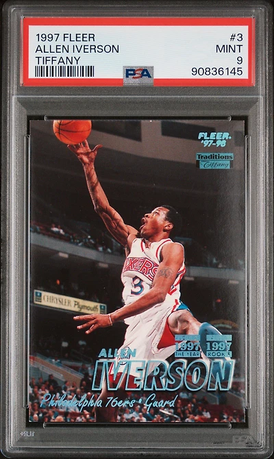 1997 Fleer 3 Allen Iverson Tiffany PSA 9