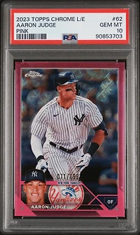 2023 Topps Chrome Logofractor Edition 62 Aaron Judge Pink Refractor PSA 10