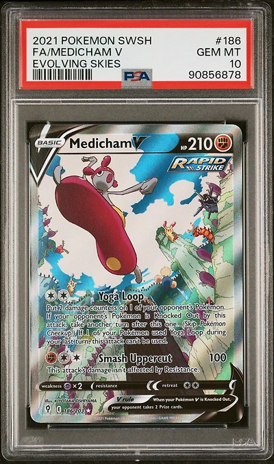 2021 Pokemon Sword & Shield Evolving Skies 186 Full Art/medicham V PSA 10