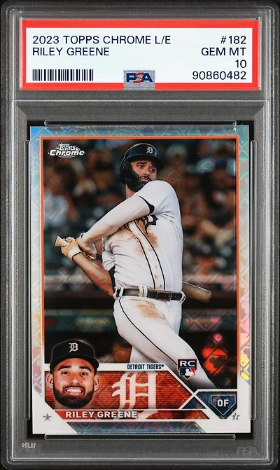 2023 Topps Chrome Logofractor Edition 182 Riley Greene PSA 10