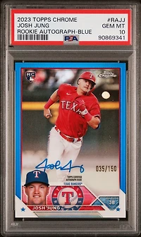 2023 Topps Chrome Rookie Autograph Rajj Josh Jung Blue Refractor PSA 10
