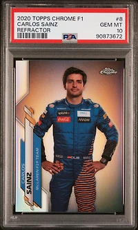 2020 Topps Chrome Formula 1 8 Carlos Sainz Refractor PSA 10