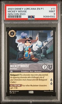 2023 Disney Lorcana En P1-promo 11 Mickey Mouse - Musketeer Gen Con 2023 PSA 9