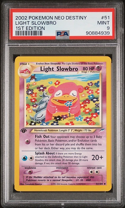 2002 Pokemon Neo Destiny 51 Light Slowbro 1st Edition PSA 9