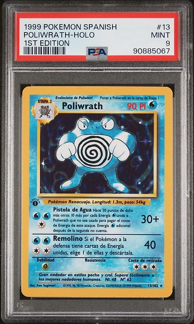 1999 Pokemon Spanish 13 Poliwrath-holo 1st Edition PSA 9