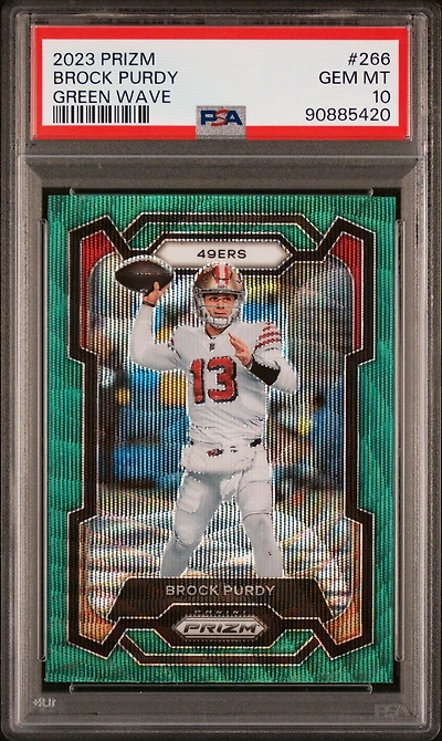 2023 Panini Prizm 266 Brock Purdy Green Wave PSA 10