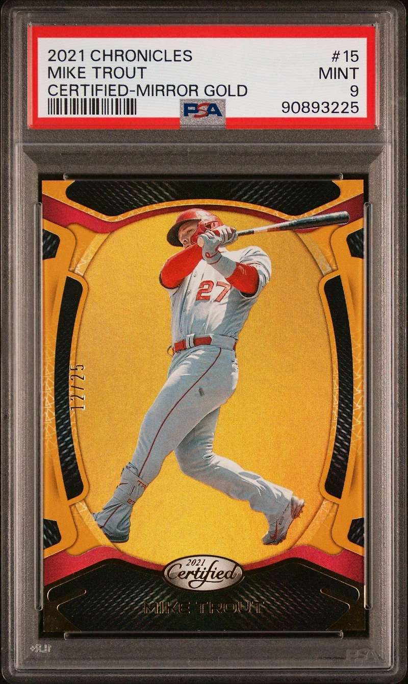 2021 Panini Chronicles Certified 15 Mike Trout Mirror Gold PSA 9