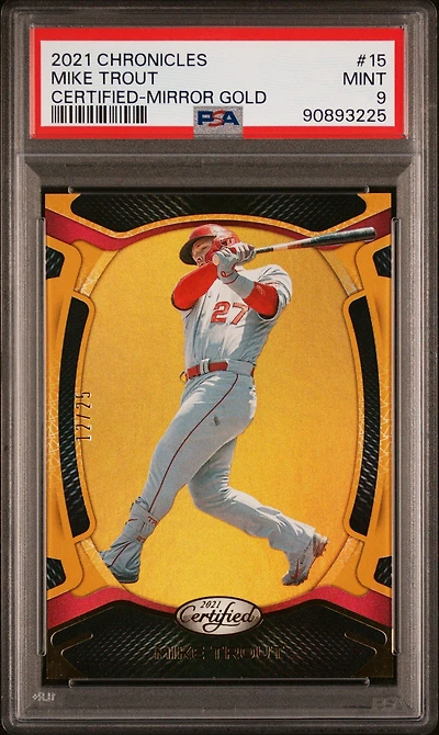 2021 Panini Chronicles Certified 15 Mike Trout Mirror Gold PSA 9