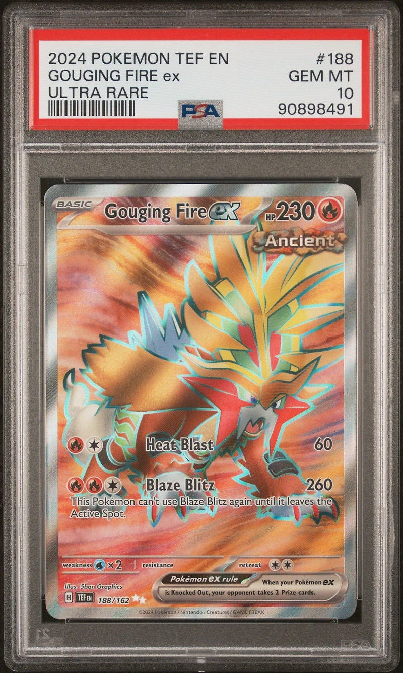2024 Pokemon Tef En-temporal Forces 188 Gouging Fire Ex Ultra Rare PSA
