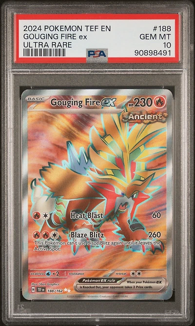 2024 Pokemon Tef En-temporal Forces 188 Gouging Fire Ex Ultra Rare PSA