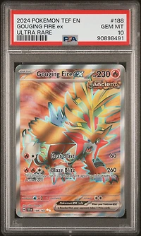 2024 Pokemon Tef En-temporal Forces 188 Gouging Fire Ex Ultra Rare PSA