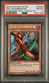 2012 Yu-gi-oh! Legendary Collection 3 Mega-pack En303 Left Leg Of The Forbidden One 1st Edition PSA 8