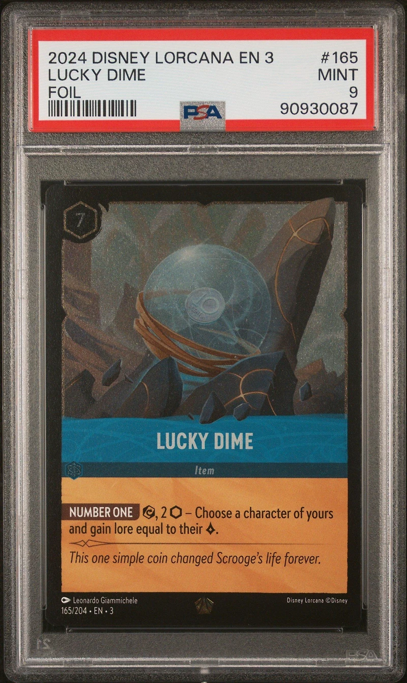 2024 Disney Lorcana En 3-into The Inklands 165 Lucky Dime Foil PSA